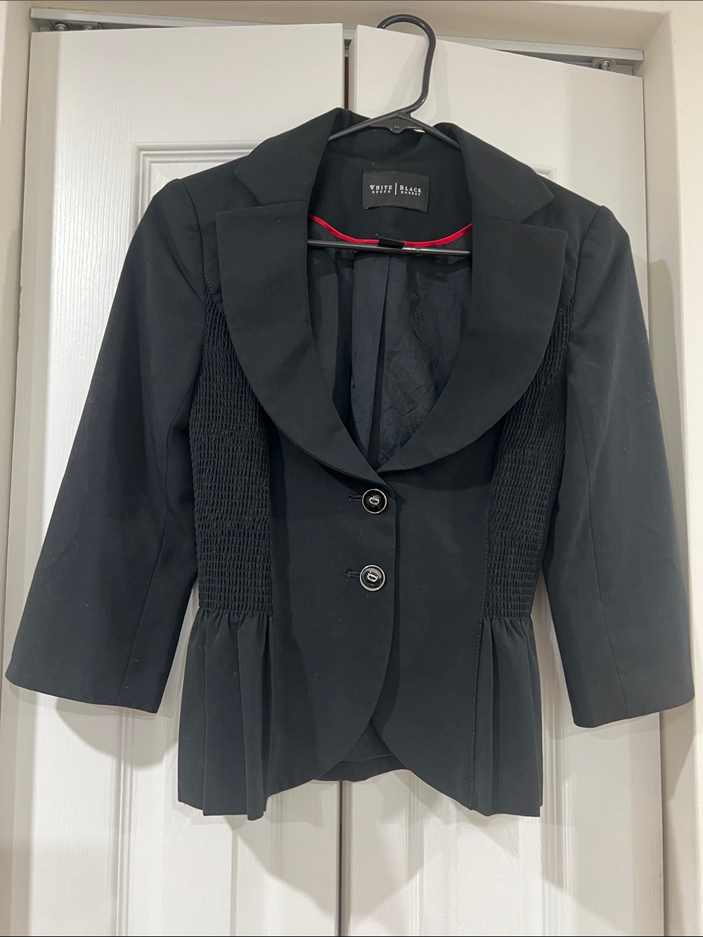 White House Black Market Black Peplum-Style Blazer with Shawl Collar